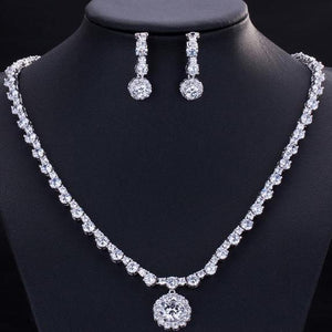 Cubic Zirconia Necklace And Earrings